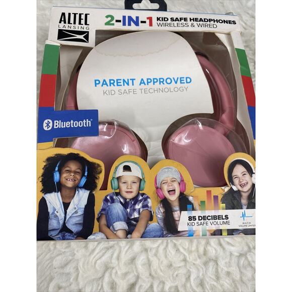Altec Lansing WIRED wireless 2-in-1 Bluetooth Kid-Safe Headphones, Princess Pink - Picture 3 of 5